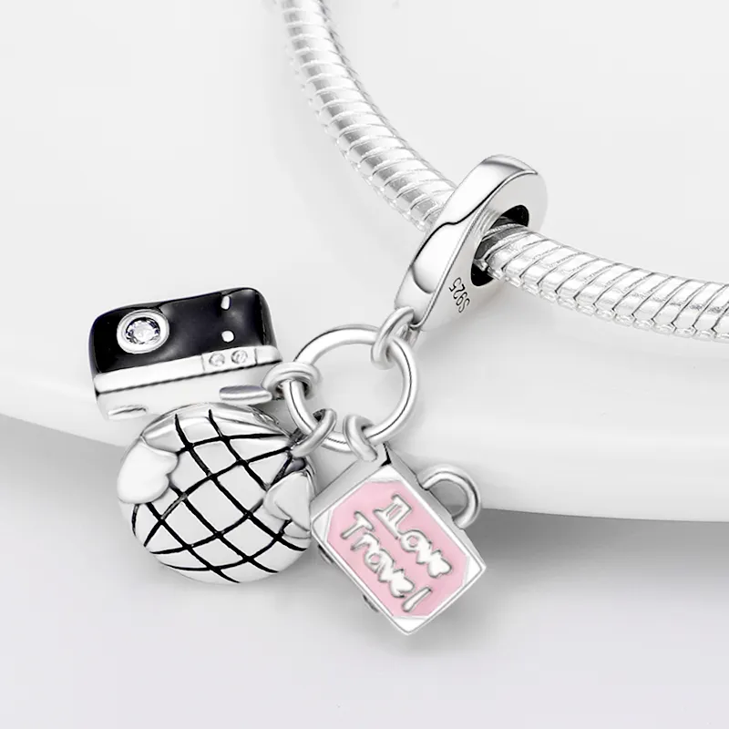 925 silver Fit Pandora Original charms DIY Pendant women Bracelets beads necklace women pink serie charm bead