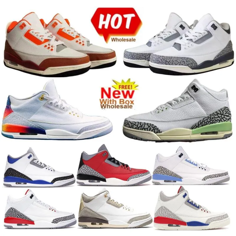 Zwart Cement opnieuw ontworpen 3 3s J Balvin basketbalschoenen Kardinaal rood Muslin Donker mokka Donker Iris Olifant Zwart goud Archaeo Vuurrood Lucky Green Racer Blue