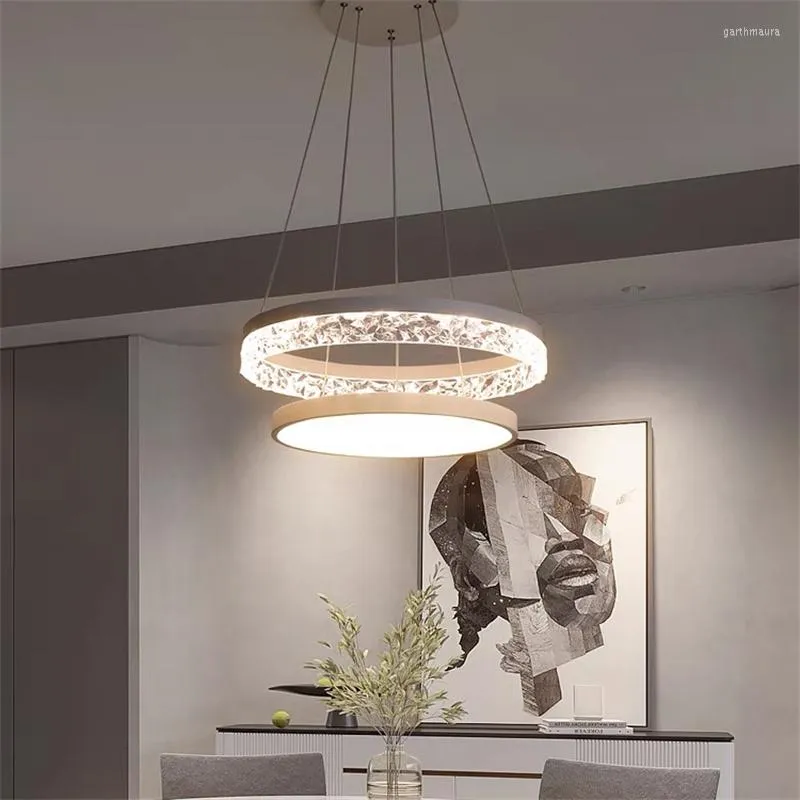 Żyrandole światła wisiorki LED sztuka żyrandol sufit nordycki okrągły pierścień pilot żywy jadalnia kuchnia sypialnia wystrój domu wisząca lampka