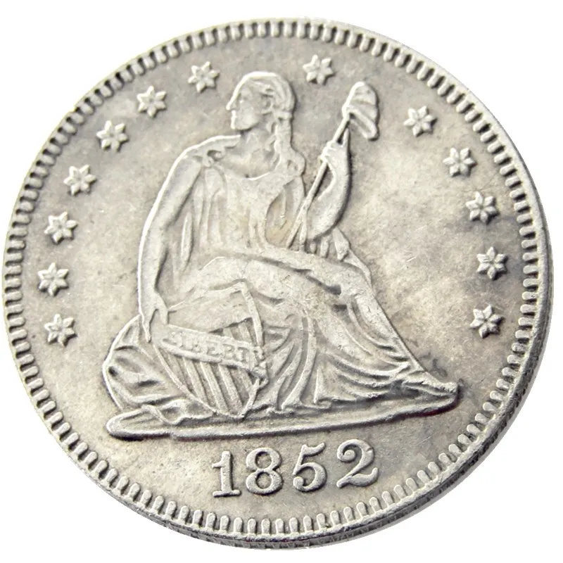 USA 1852 P/O Sittande frihet Quater Dollar Silver Plated Copy Coin