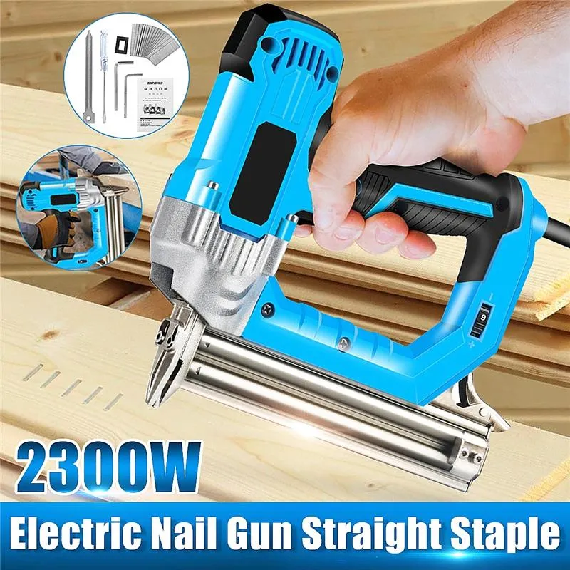 Spijkerpistolen 2300W Electric NailGun Tacker Stapler Power Tools Furniture Straight Staple Woodworking Tool