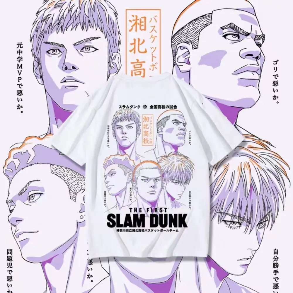 Men's T-Shirts Slam Dunk Anime T-shirt Basketball Manga Graphic Oversize Men Cotton Short Sleeve Tee Women Top Streetwear Summer Couple Clothes 230607