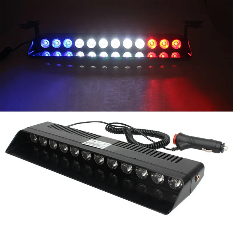 Haute puissance 12 LED flash stroboscopique avertissement pare-brise lumière de voiture clignotant pompiers brouillard feux de véhicule d'urgence rouge bleu jaune DC12V