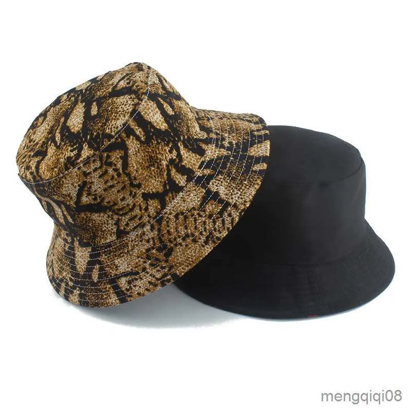 Cappelli a tesa larga Cappello estivo a secchiello per donna Uomo Outdoor Bob Pescatore Ragazze Ragazzi Stampa pelle di serpente Hip Hop Gorros Sun R230607