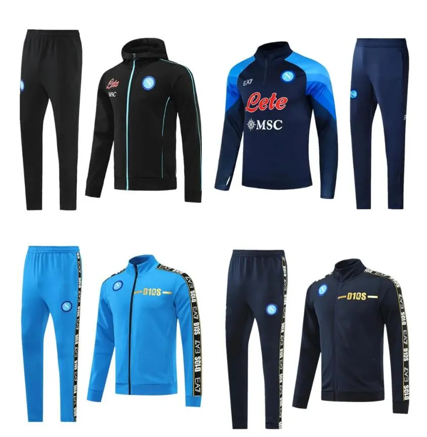 23-24 Napoli Trainingsjacke, Kapuzenpullover, Fußballtrikot, Trainingsanzüge 22/23 SSC Neapel, langes Jackenset mit Reißverschluss