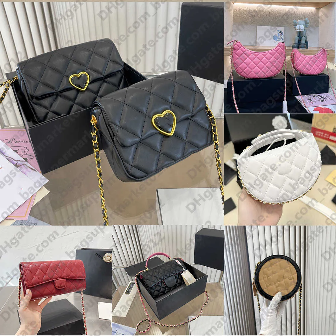 Luksusowy klasyczny 23 klapa klapka torba designerka TOTE Złoty łańcuch makijaż kosmetyczny toaletowa toaleta kawior skóra jambskin crossbody torba na ramię hobo hang wąsek