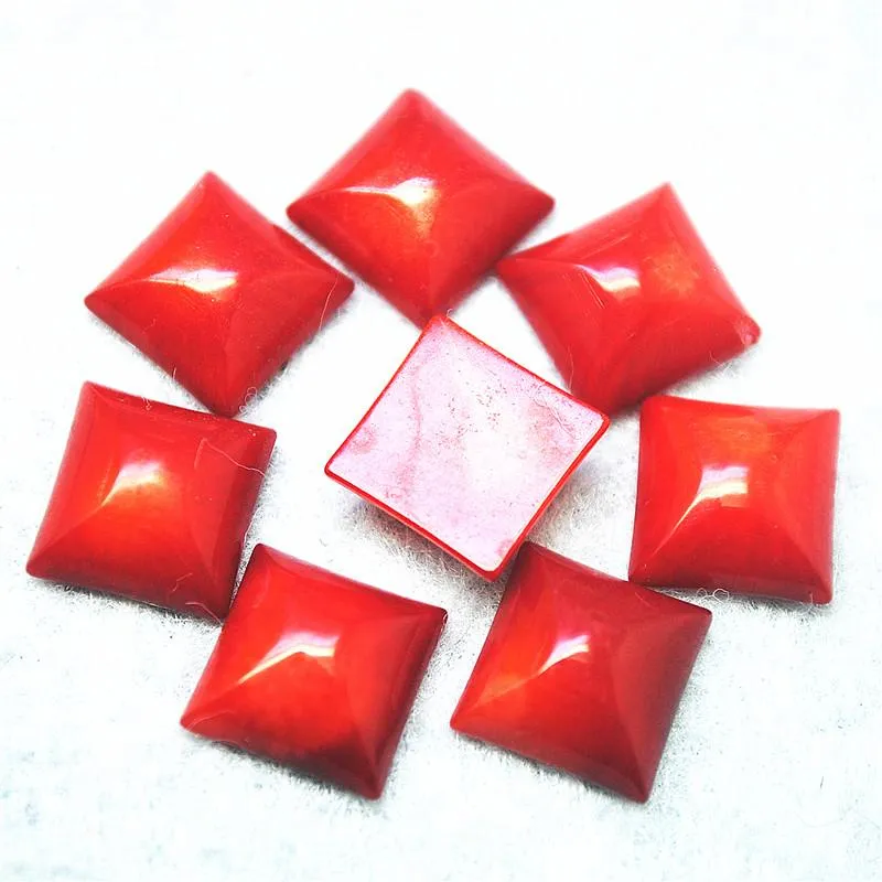 Crystal 4PCS Nature Red Coral Cabochons No Hole Size 10x10MM For Women Earring Making DIY Findings Free Shipping HOT ONES