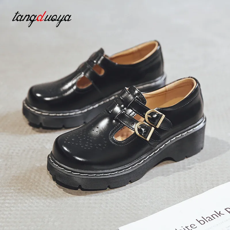 2023 MZDL retro brogue women's shoes thick bottom Japanese Mary Jane single shoes cute big head jk small leather shoes