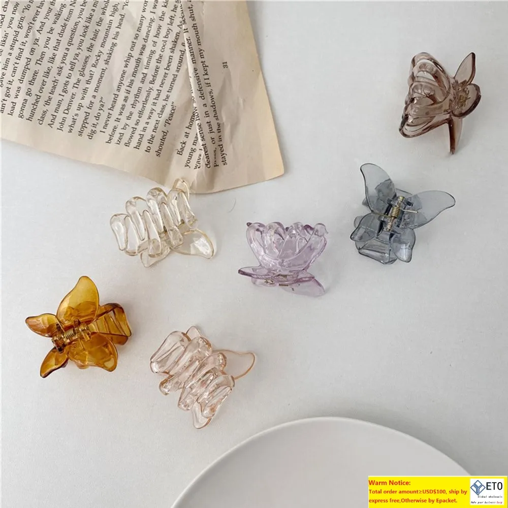 30PCS 6 Colors Mini Butterfly Claw Crab Clips Headwear1PC Korean style Women Girls Fashion Transparent Butterfly