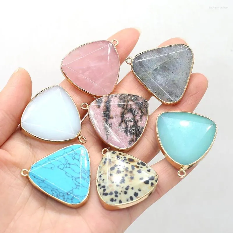 Pendant Necklaces Natural Stone Turquoise/Amazonite Triangle For Jewelry Making DIY Necklace Earrings Bracelet Accessory