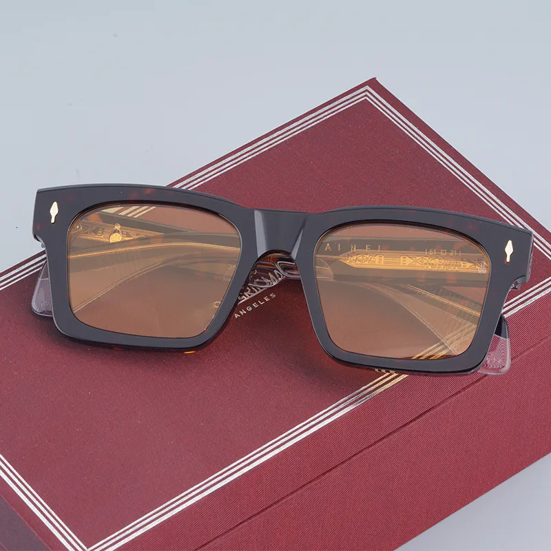 Óculos de Sol Jacques JMM KAINE Óculos de Sol Quadrado Clássico Designer Marca Tartaruga Óculos de Sol Masculino Reteo Óculos de Ácido Acético Original Uv400 230607
