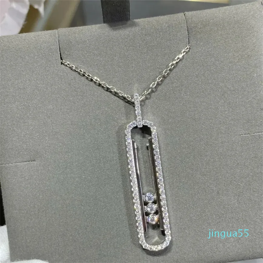 Collier de créateur de mode pour les femmes en or rose bande d'argent sterling plein de diamant pendentif collier bijoux fins