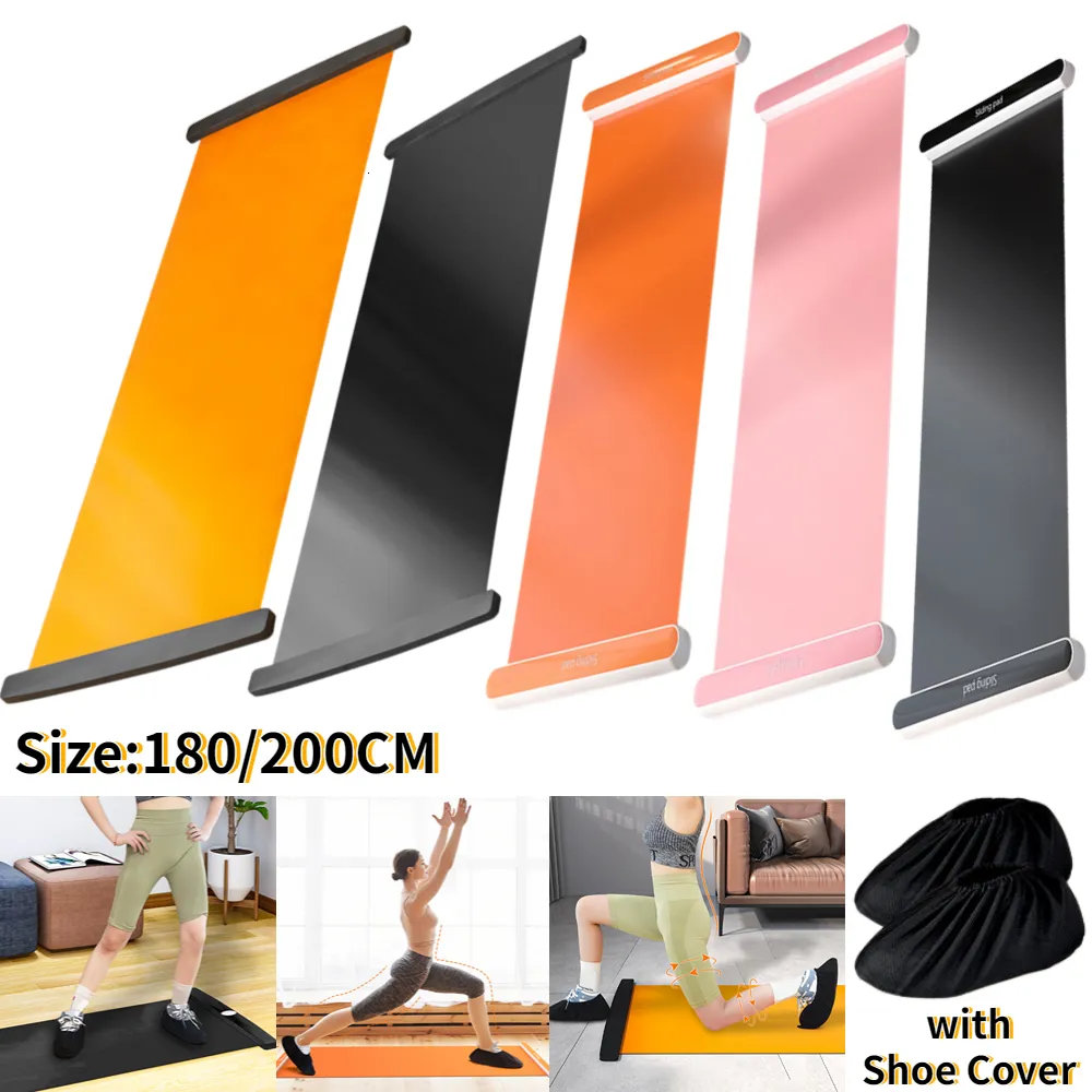 Yoga Mats 140180200cm Sliding Mat Sports Fitness Glide Plate Skating Training for Ice Hockey Roller Leg Core Exercise 230606