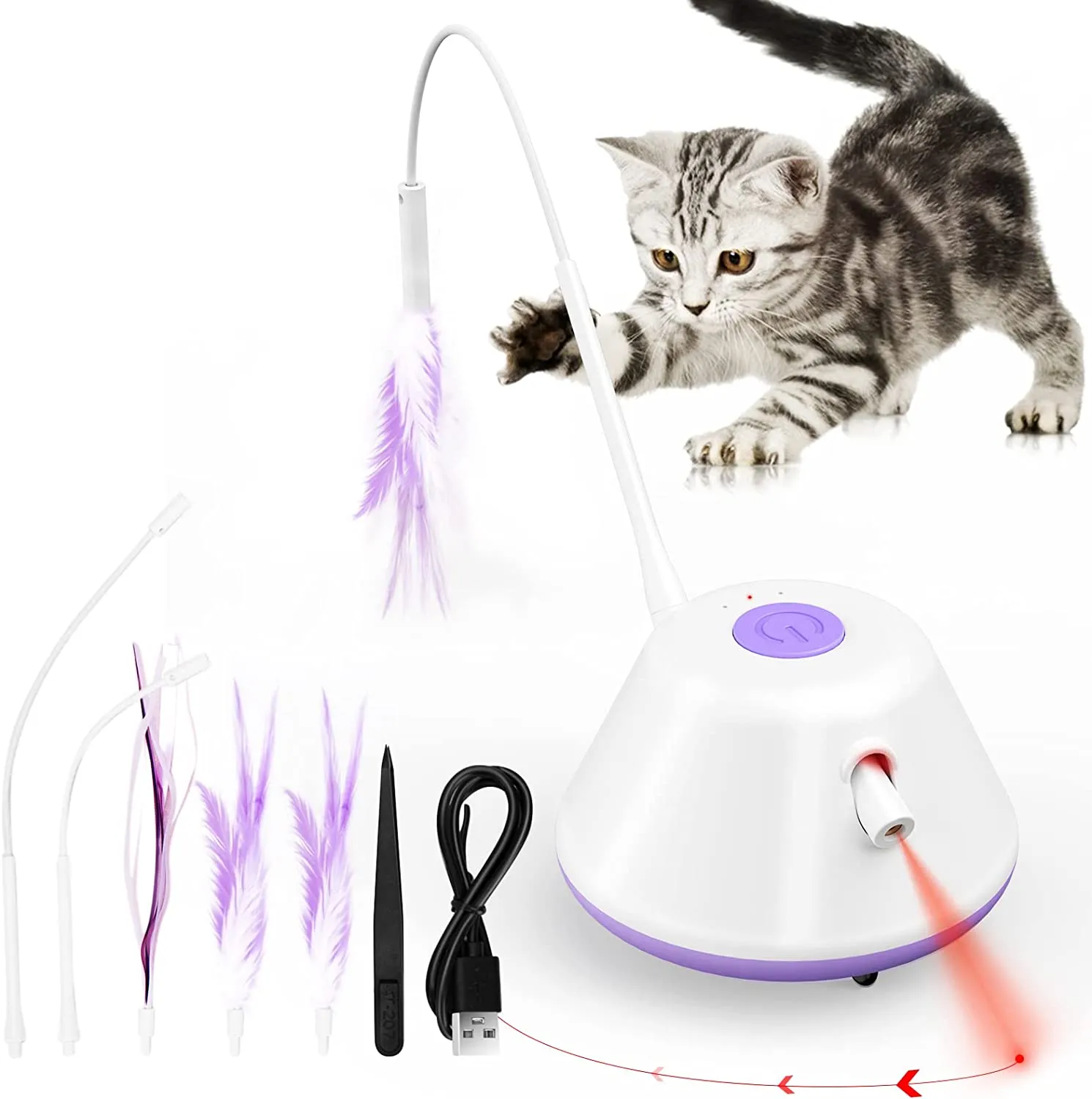 Interactive Toy with Feathers for Indoor Cats,Electronic Automatic Toy Intelligence Moving Cats for Exercises,Suitable for Cats