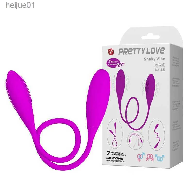 Pretty Love 7-Gang-Silikon-Snaky-Doppelvibration, USB-wiederaufladbarer G-Punkt-Vibrator, Bullet-Sexprodukte für Erwachsene, Spielzeug für Paare, L230518
