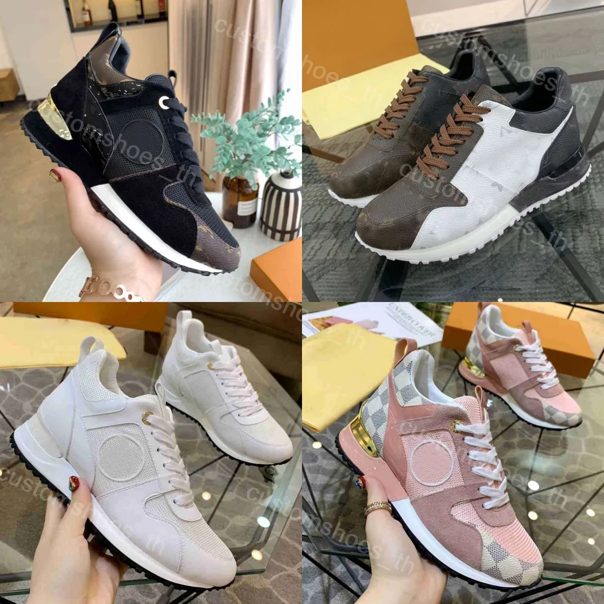 Chaussures de marque Run Away Hommes Baskets Femmes Chaussures Plateforme Baskets Vintage Sneaker Cuir Slides Mesh Splicing Trainer Lace up Flat Shoe Luxury Outdoor