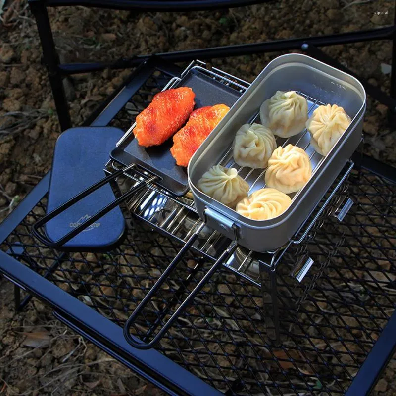 Servis uppsättningar Portable Folding Pot Lunch Box Steamed Bento Lätt värmebeständiga bordsartillbehör för picknickvandring camping