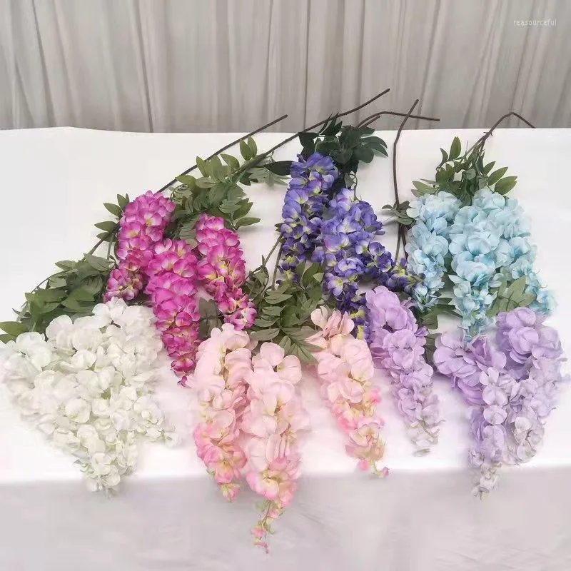 Dekorativa blommor 105 cm Simulering Tre utdragen Wisteria Flower Strip Bean Rattan Chandelier Wedding Home Party Decoration