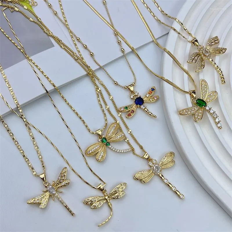 Chains 2023 L Trendy Insect Personality Dragonfly Pendant Necklace For Women Fashion Girls Clavicle Chain Party Jewelry Gifts
