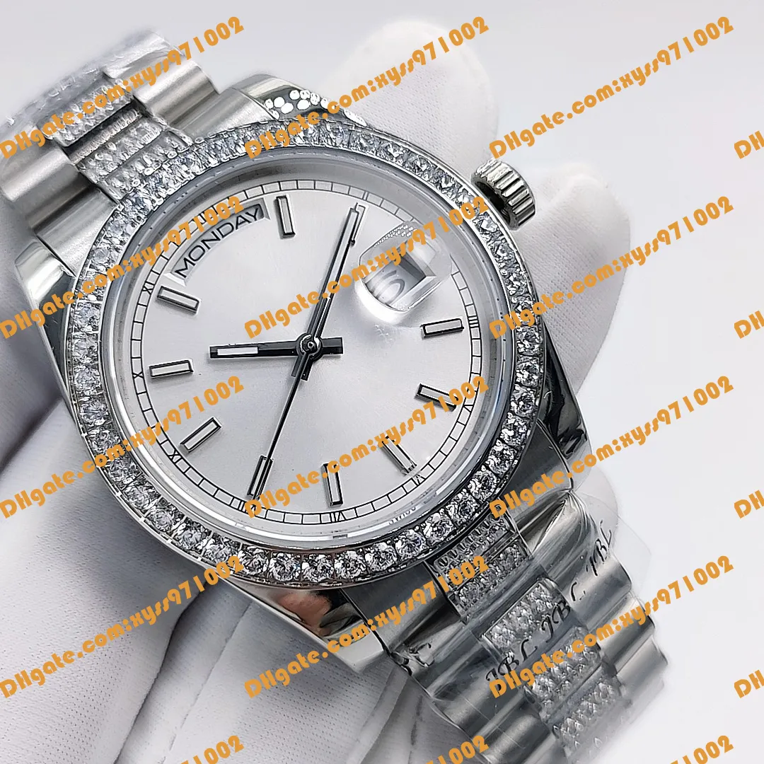 Toplu Erkekler İzleme M118389-0109 118389 36mm 316L Paslanmaz Çelik Gümüş Glow Dial Sapphire ETA 2813 Hareket Otomatik 118346 Kadın Elmas İzleme Orijinal Kutusu