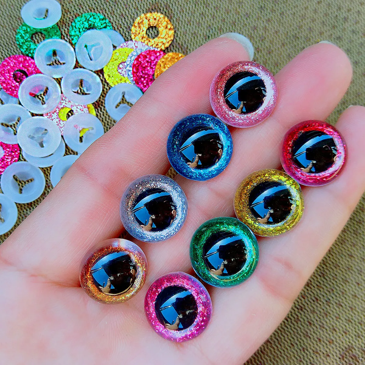 Doll Accessories 3D Plastic Glitter Safety Eyes For Crochet Toys