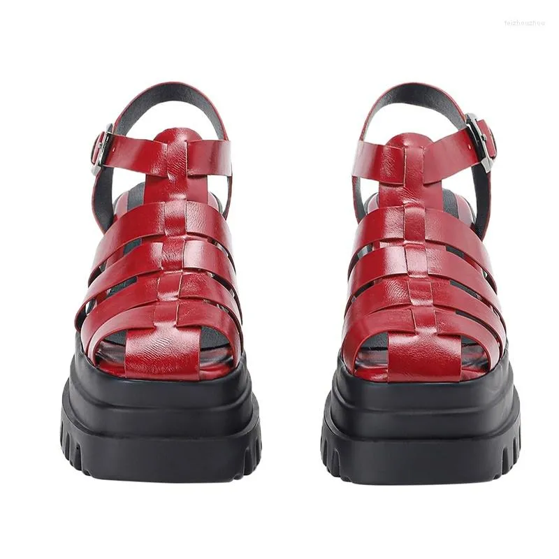 Sandalen Platform Voor Vrouwen Enkelbandje Chunky Hoge Hak Uitsparingen Mode Sexy Trouwen Jane Schoenen 2023 Zomer Merk