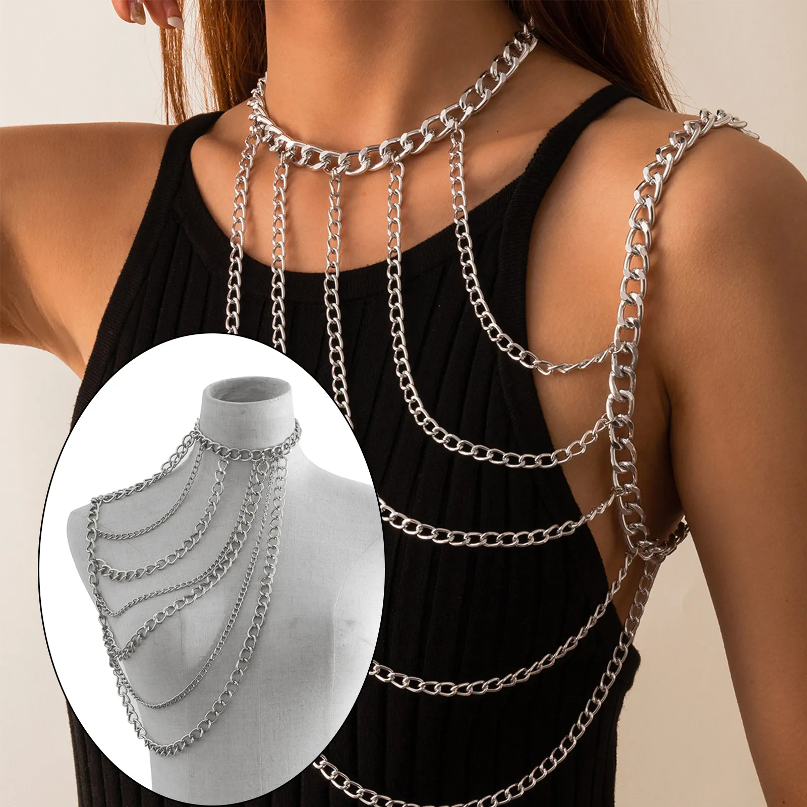 Sexy Body Chain One Shoulder Jewelry Chain Costume Necklaces for Women Girls