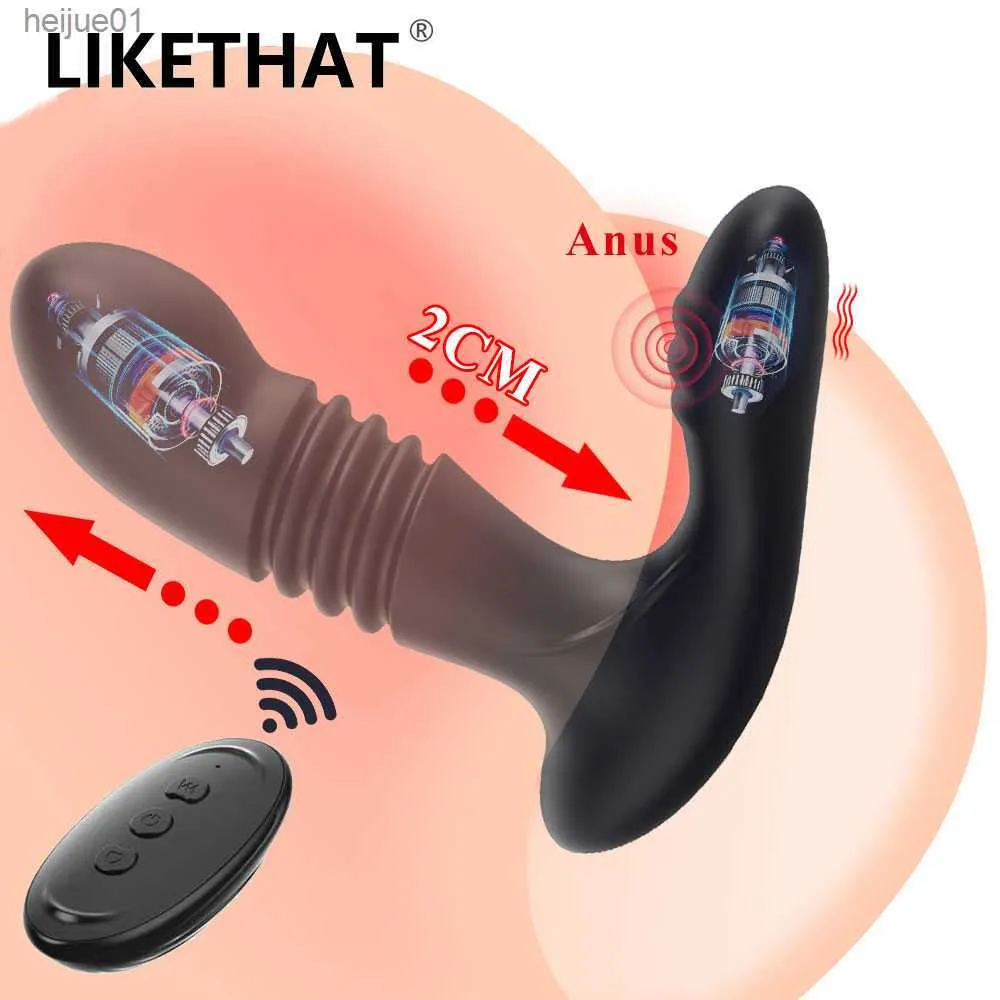 Thrusting Massager della prostata Dildo Vibratore anale Vibratore telescopico a distanza Butt Plug Prodotti erotici per adulti per uomo Donna L230518
