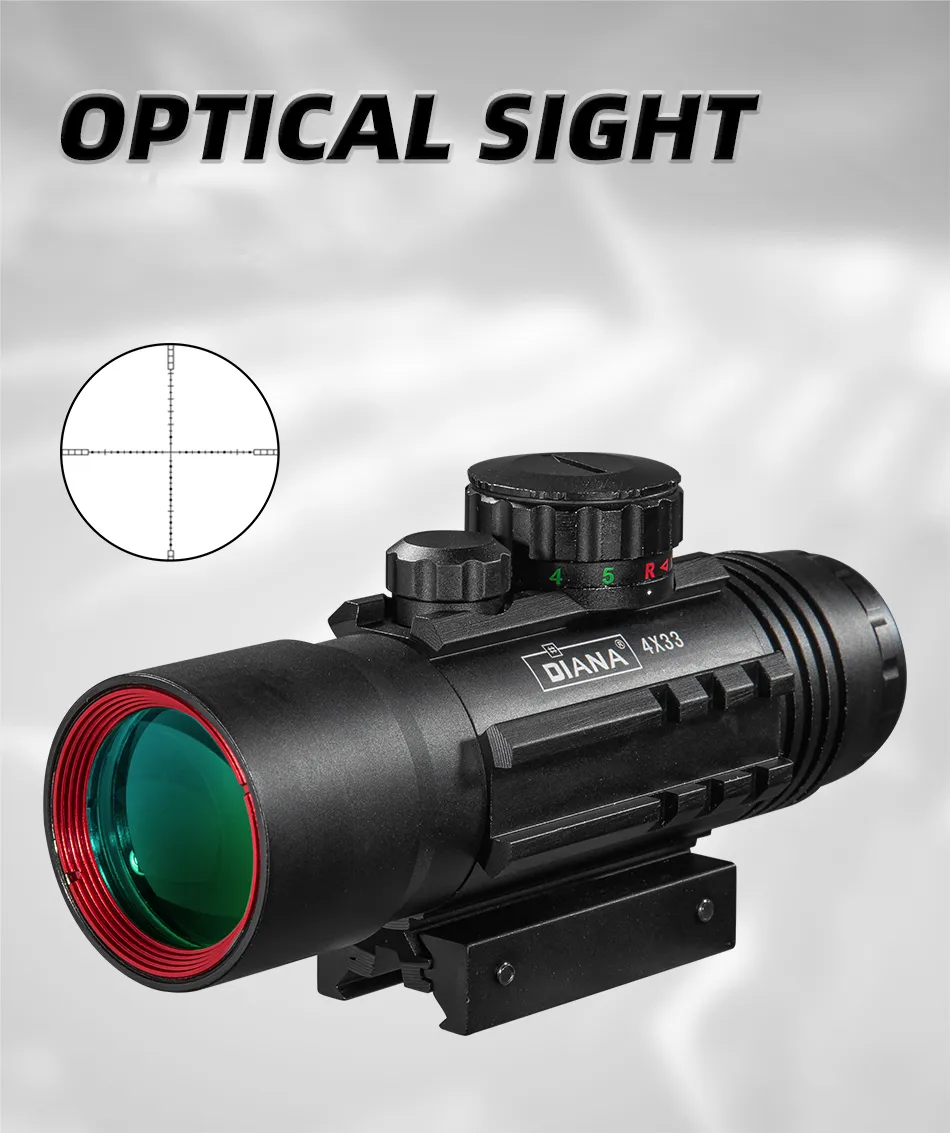 Comprar Mira telescópica óptica táctica DIANA 3x44 verde y rojo