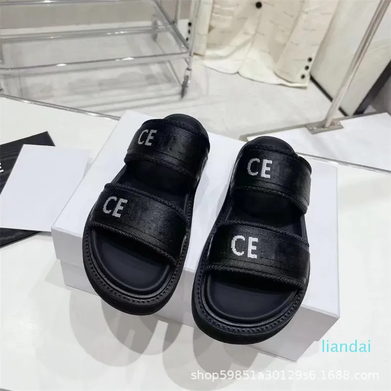 Designer Letter Cross Webbing Slippers Open Toe Platform Women's Shoes Cake Flip-flop Lazy Slippers