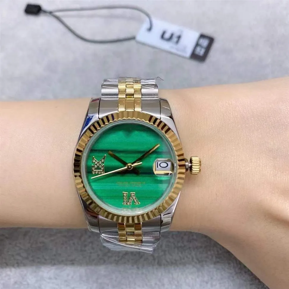 ST9 Steel Two Tone Gold Green Roman Limited Dial 31mm Automatic Mechianical Ladies Wristwatches Jubilee Strap Sapphire Movement Wo305A