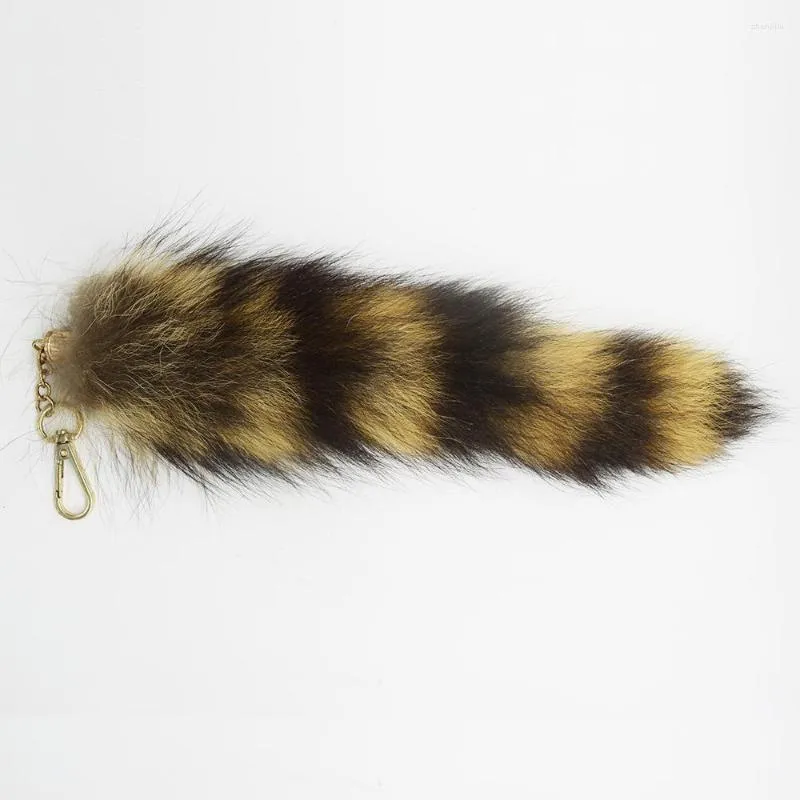 Keychains Natural Color Fullly Pompom Keychain Bag Charm Fur Tail Raccoon America