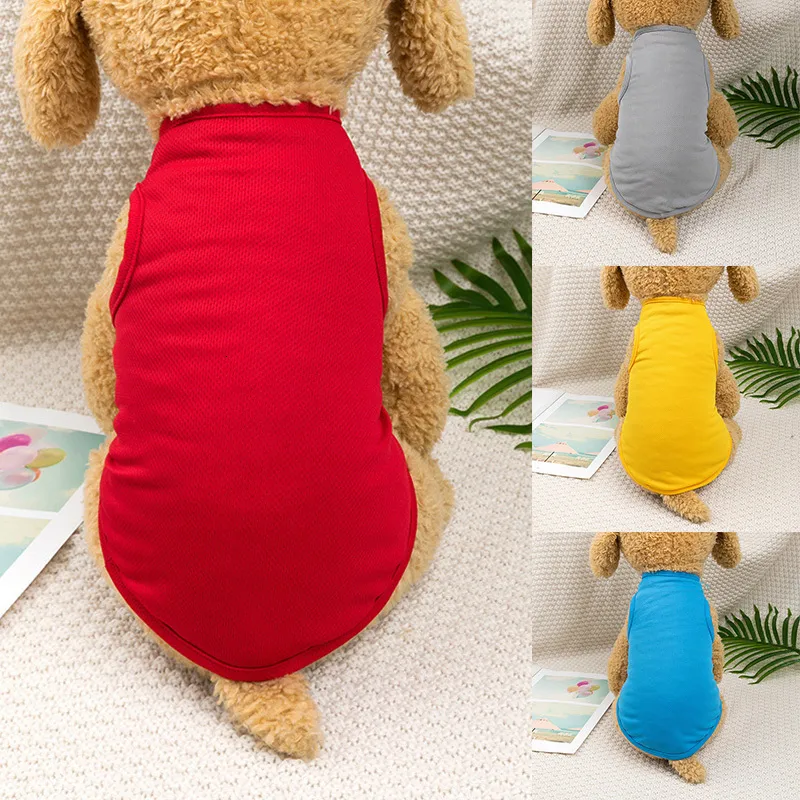 Dog Apparel Pet Tshirt Spring Summer Pure Cotton Vest Solid Cat Sleeveless Clothes Breathable Soft Leisure Puppy Shirt 230608