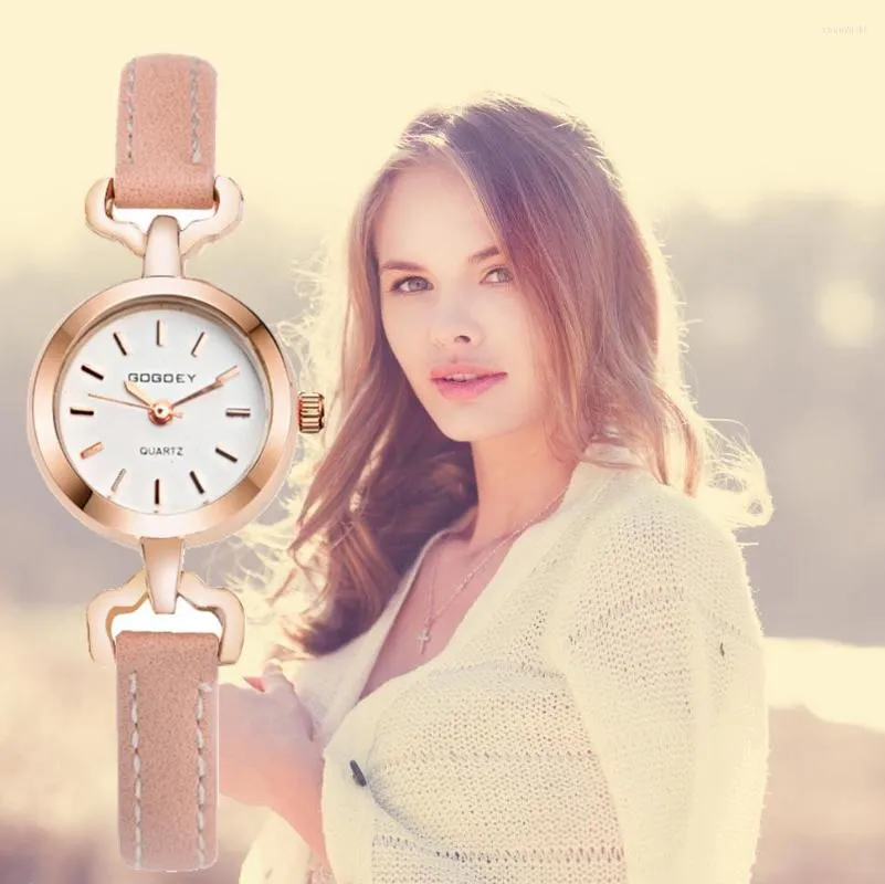 Wristwatches Fashion Gogoey Watch Women Leather Quartz Wrist Wristwatch Clock Male Ladies Relogio Masculino Saat