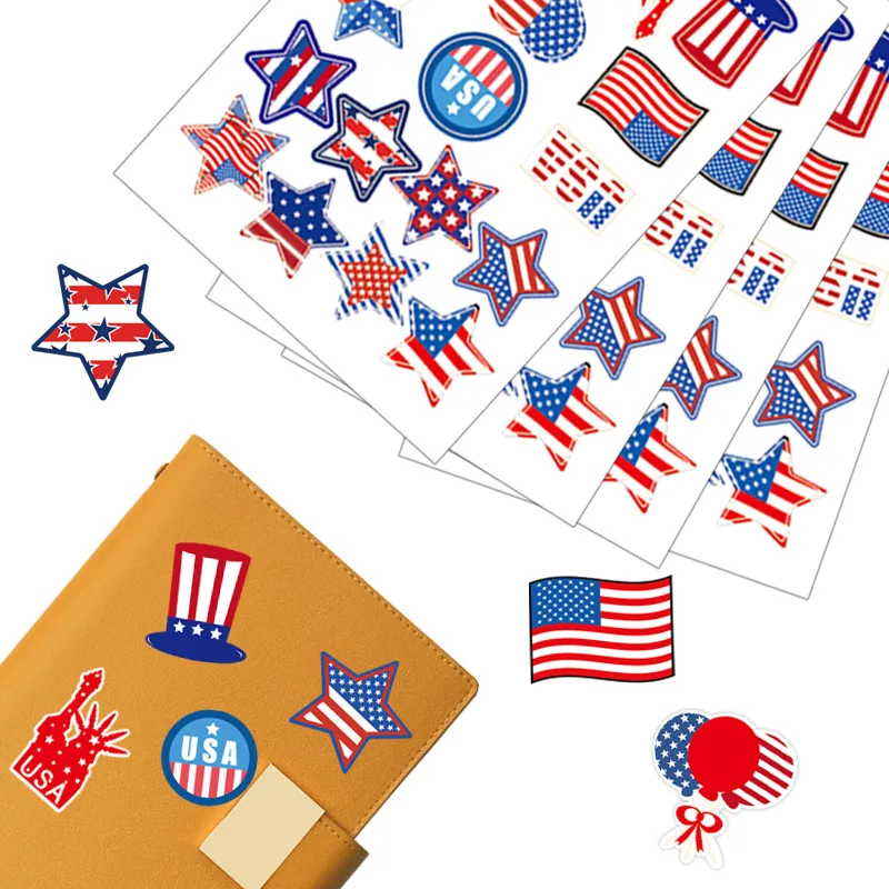 Patriotic Sticker 4th of July Red White Blue Stars Label Independence Day Decor Party Favors KDJK2306