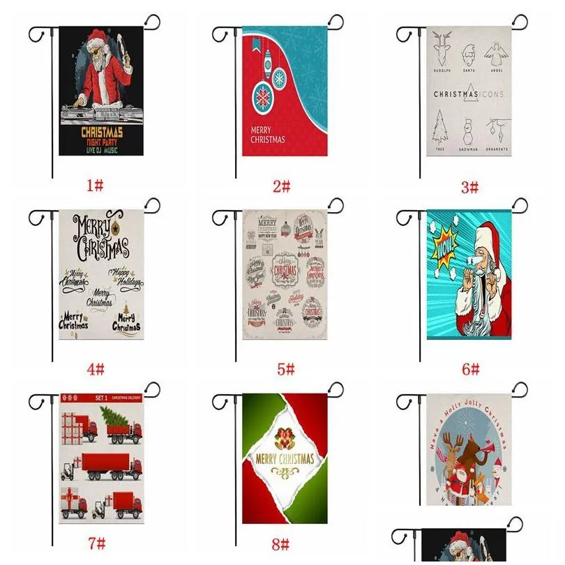 Decorazioni natalizie Colorf Babbo Natale Giardino Bandiera Cortile Banner appeso Lettera Lino stampato Decorazione natalizia Dbc Drop Delivery Home Dhcwf