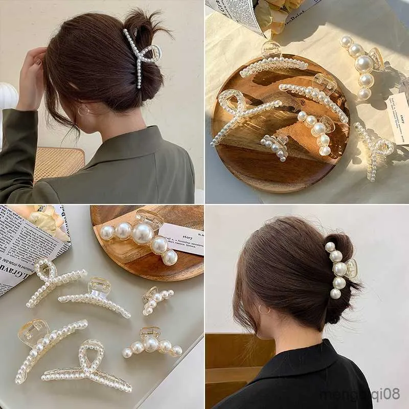 Andere Parel Haar Cls Vrouw Mode Chique Haarspeldjes Hairclips Acryl Hoofddeksels Leuke Ornamenten Krab Elegante Clip Accessoires R230608