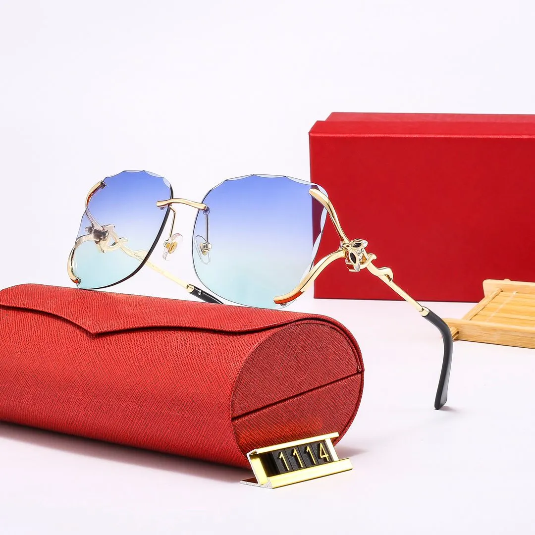 Euro American Eyeglasses Damen-Designer-Sonnenbrille, C-Brille, wasserdicht, rahmenlos, UV400-Sonnenbrille, Polaroid-Linse, ornamental, 2306086BF