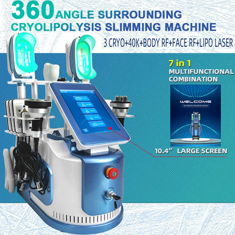 360 Angle Cryo Slimming Fat Dissolve RF Wrinkle Remover Machine 40K Cavitation Weight Loss Body Shaping Lipo Laser Skin Care Beauty Instrument