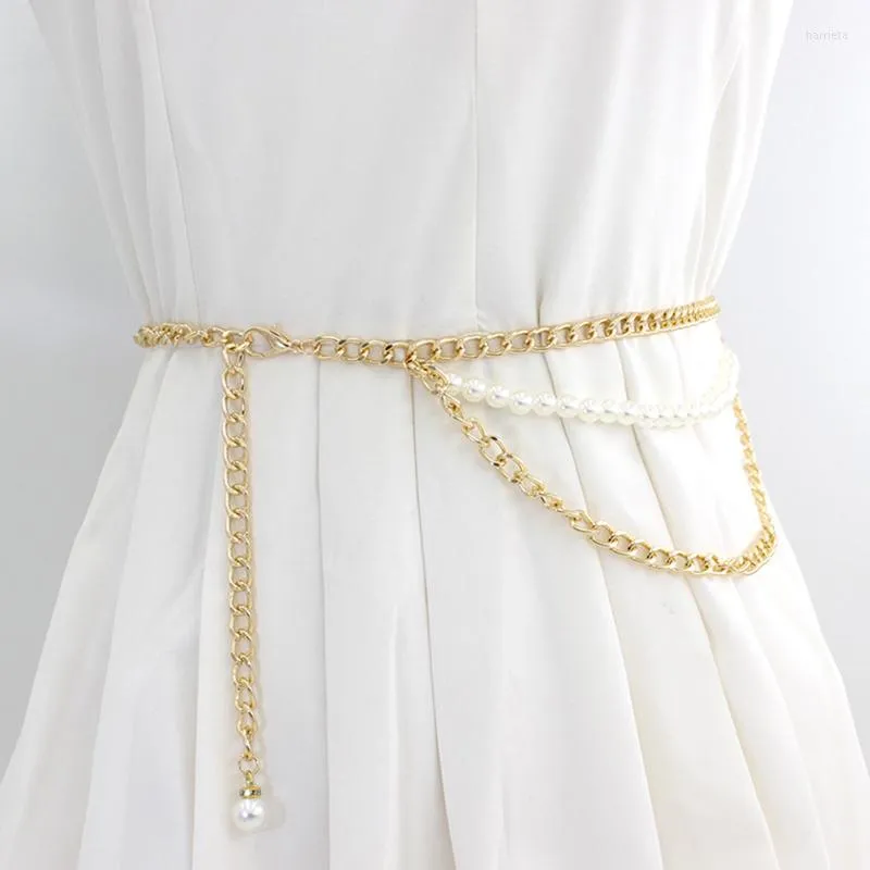 Elegant Pearl & Crystal Waist Chain Belt - Fashionable Ladies Hip Belt, Gold/Silver  Metal Accents, Tassel Detail - Perfect for Dresses & Jeans from Dhgate Belts  - price 20.43