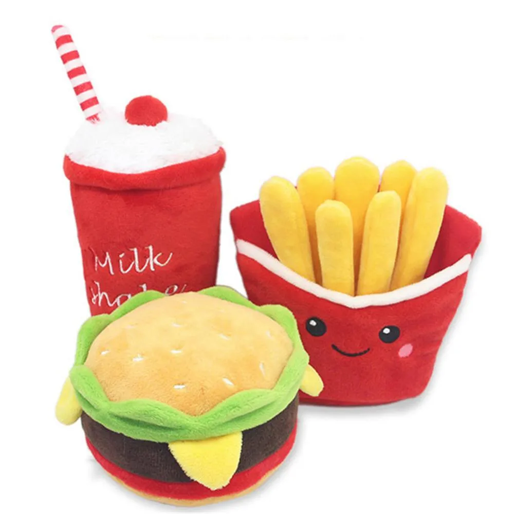 Pet Chew Toys Pies Puppy Plush Toys Pet Puppy Chew polar dźwięk hamburger fries fries kawa Pet Toys Cachorro Animals Toy