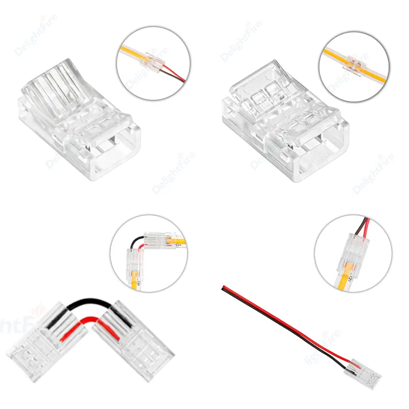 Extension Bande LED 2 Broches 10 Connecteurs Pour Bande LED COB 10mm - Sans Soudure - Avec Câble Extension 5m Câble Bande Led