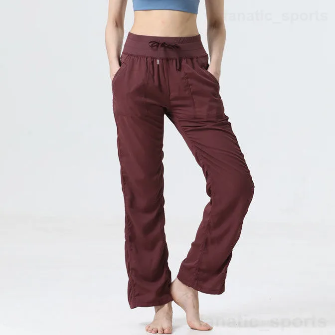 Lu Align Lu Dance Studio Sports Sweatpant Casual Yoga Women Outdoor Gym Long Pant Oversize Jogging Calças Bolsos Full Pants Loose Fast and Free