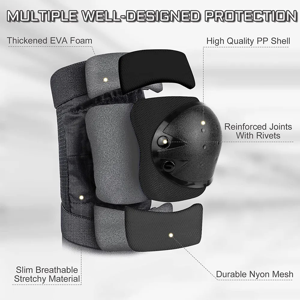 Kit Protection Patinage Adulte 7 Pièces – Casque + Genouillères + Coudières + Gants, Sécurité Roller & Skate