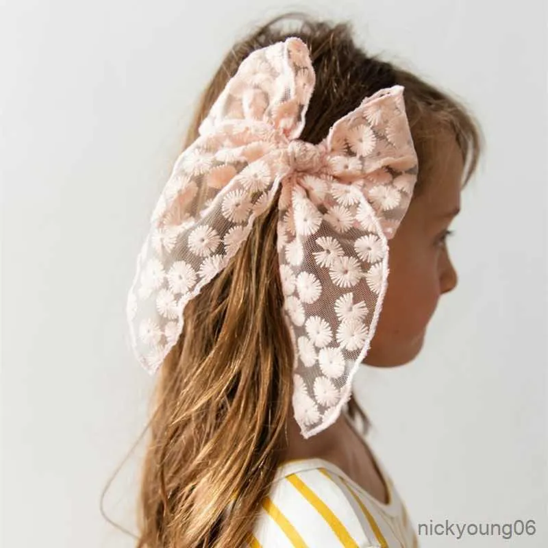 Hårtillbehör Clips Baby Girl Princess Bow Hairpins For Kids Print Barrette Spädbarn R230608