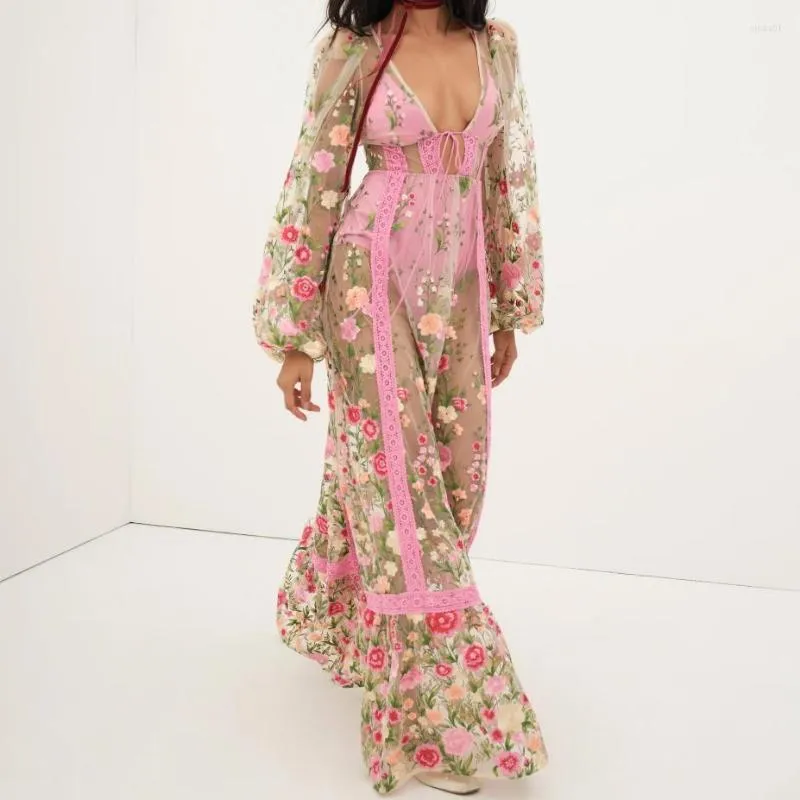 Sheer Floral Mesh Dress: Long Sleeve V-Neck Beach Cover Up, Best Seller!  Shop Now! from Dhgate Basic & Casual Dresses - price 17.32