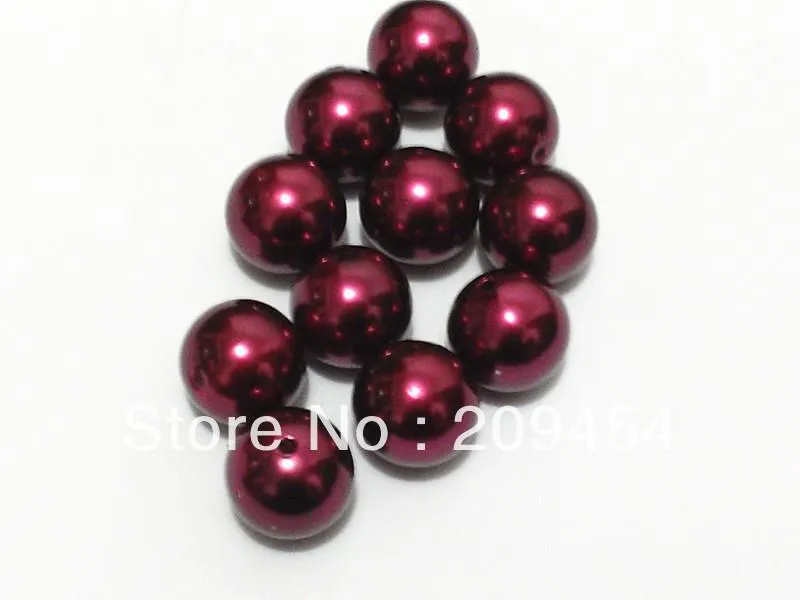 Crystal Wholesale !! 20 mm 100pcs/lotto rosso scuro viola rotondo rotondo imitazione perle acriliche perla per bambini che producono gioielli