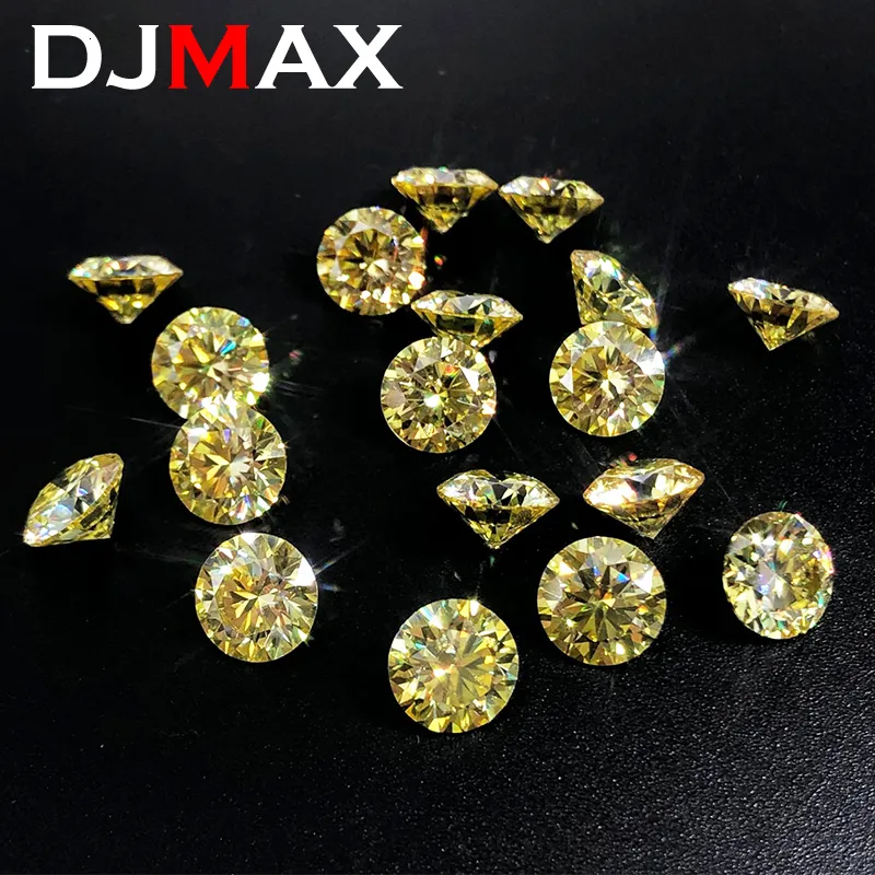 Diamonds فضفاضة djmax 0.8ct 6mm نادرة الليمون الأصفر لون الحجارة فضفاضة VVS1 الماس الممتاز المقطوع 230607