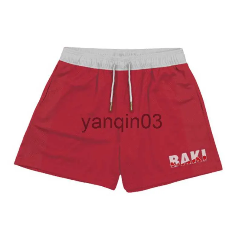 Men's Shorts Japanese Anime Shorts Baki Haman Print Male Streetwear Beach Shorts Casual Loose Men Elastic Waist Black Shorts J230608