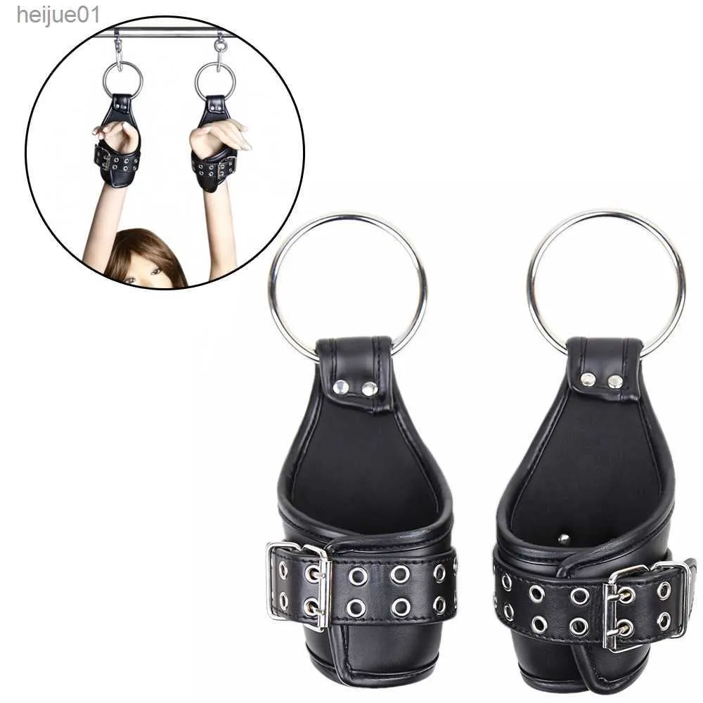 Sexe Cuir Cheville Poignet Suspension Poignets Retenue BDSM Bondage Sangle Garder Suspendu Menottes Suspendues pour Adulte Produit Érotique L230518